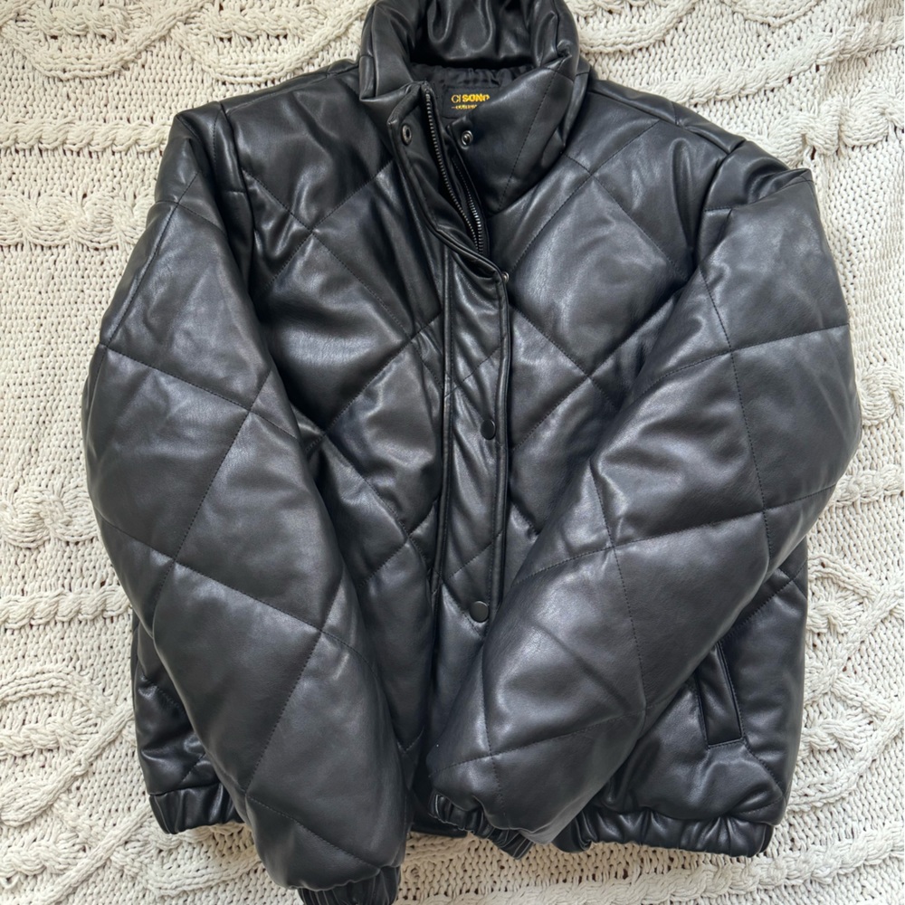 Faux Leather Puffer Jacket